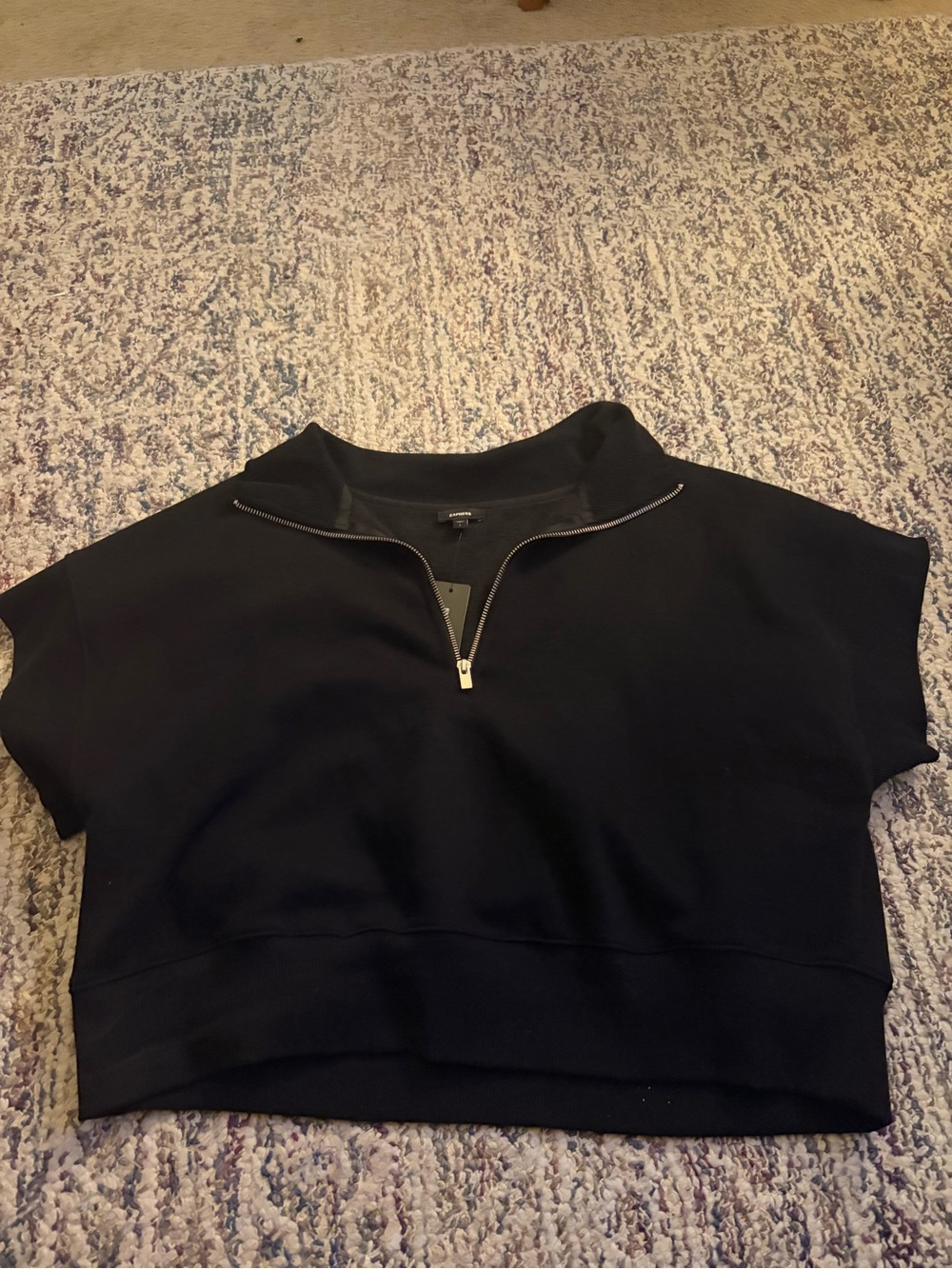 Express Black Cropped Half-Zip Top